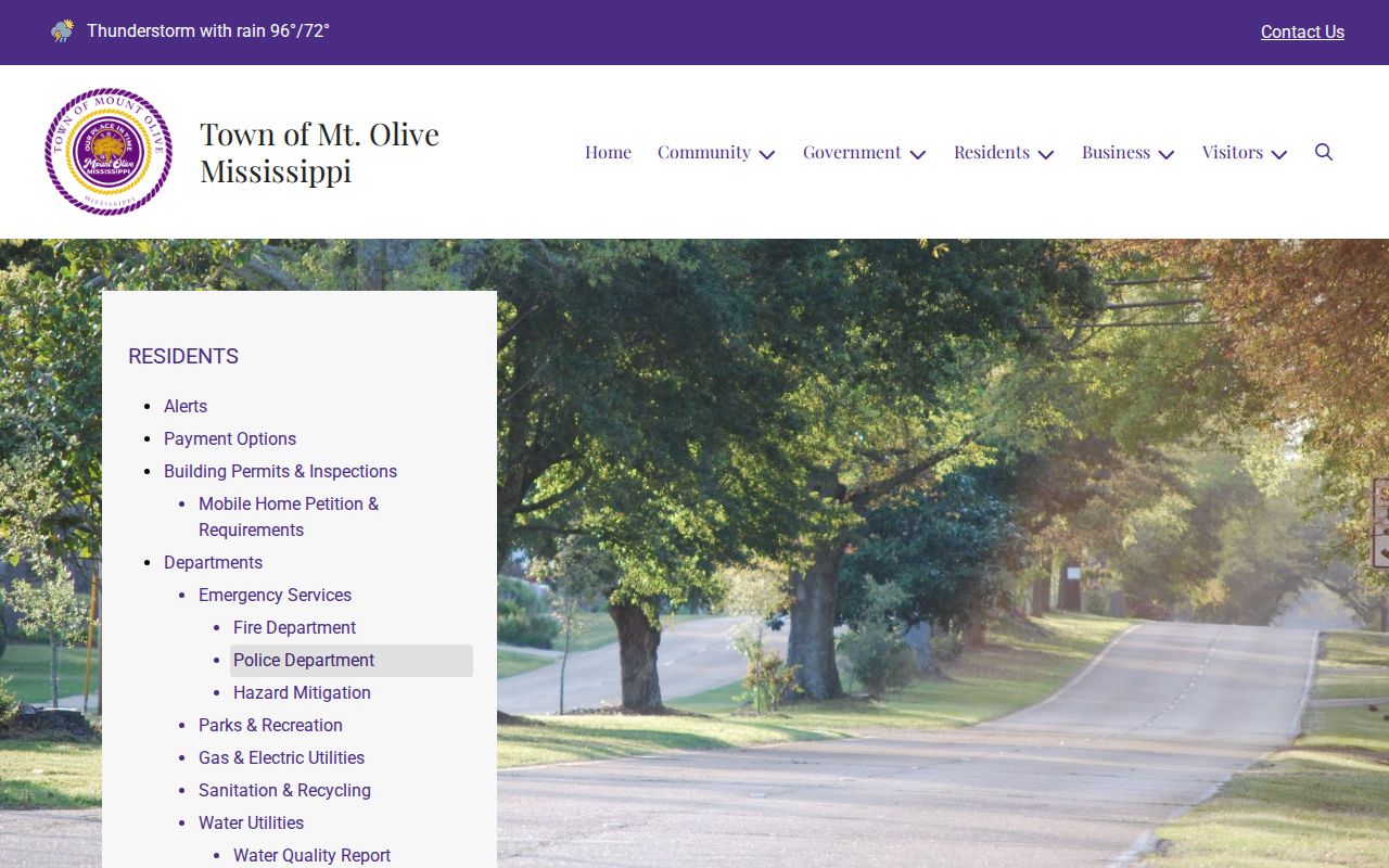 Mount Olive Police Department official arrest record contact page